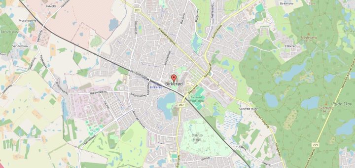Vejkort over Birkerød, Danmark