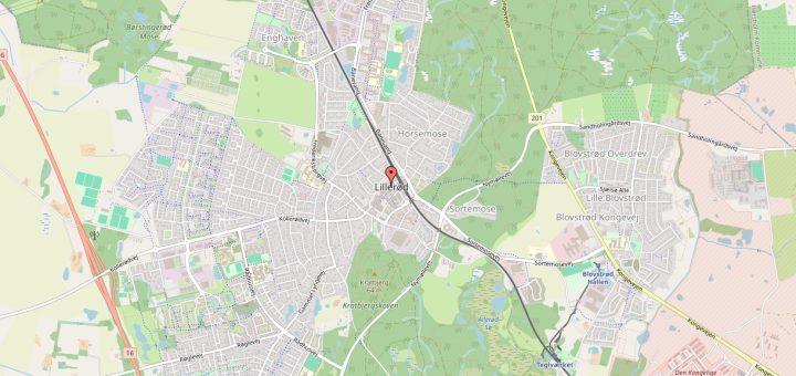 Vejkort over Lillerød, Danmark