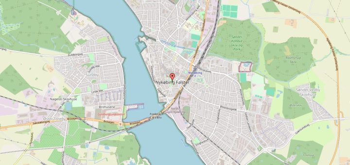 Vejkort over Nykøbing Falster, Danmark