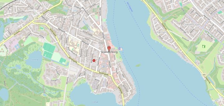 Vejkort over Skanderborg, Danmark